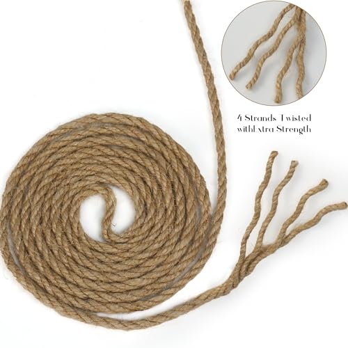 Jute Twine String,164 Feet 1/4 Inch Natural Jute Rope,4ply Thin Ribbon Hemp Twine for Gift Wrapping Craft Plant Garden Christmas Handmade Arts Decoration Packing String Home Decor - image 5