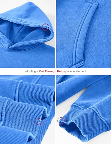 Image of FAIABLE Womens Oversized Acid Wash Hoodie Unisex Heavyweight Cotton Hoodies Fleece Vintage Washed Sweatshirt Women Men