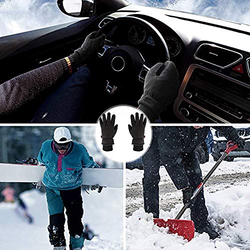 Sansee Hombres Mujeres Invierno cálidos Guantes de 30, Thermal Outdoor Sports Piel de Ciervo Piel weichc Schwarz L