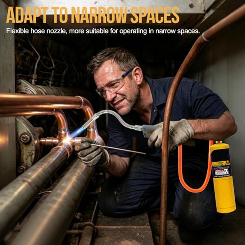 Image of Propane Torch Hand Hose, Mapp Gas Torch,Welding Torch,Hose Length 1.5M /60 inch-with Hook (Rotating Headband ignition)