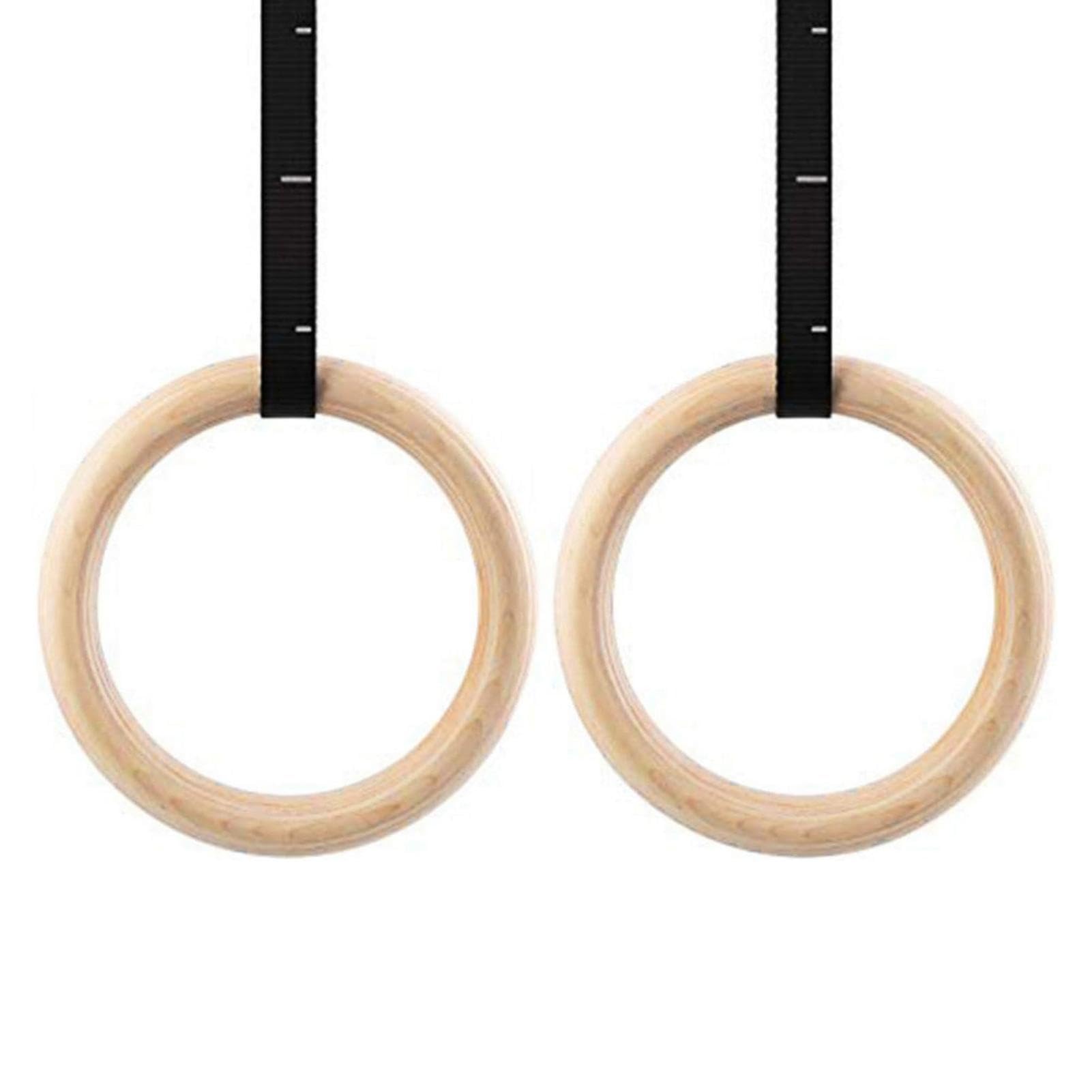 Paquete de 2 anillos de gimnasia de madera, anillos de fitness de abedul, 28 mm y 32 mm, cuerda de elevación no incluida, anillo de gimnasio para entrenamiento de suspensión de fuerza
