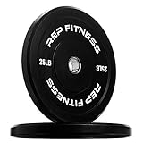 Rep Bumper Plates for Strength and Conditioning Workouts and Weightlifting 25 lb Pair
