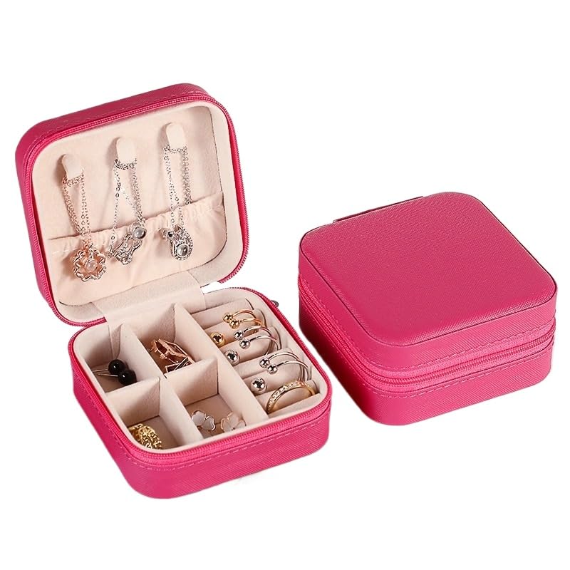 Porta Jóias Portátil | Mini Maleta Estojo Organizador Brincos Bijuterias Colares Anéis (3,PINK)
