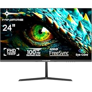 Minifire 24 Zoll Monitor, 100Hz, FHD,5ms(OD), Adaptive-Sync, sRGB110%, Eye-Care PC Bildschirm mit HDMI Ports (MF24X3AL)