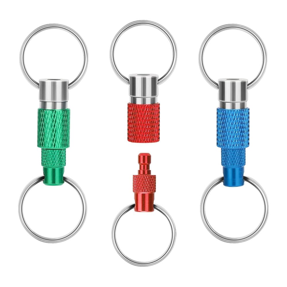 CTRLZS 3pcs Quick Release Detachable Keychain, Double Rings Pull Apart Keychain, Spring Split Snap Seperate Keychain