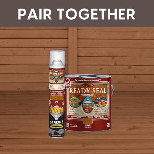Image of Ready Seal Exterior Wood Stain | Turbo Spray System | Professional Grade Oil-Based Stain and Sealer in One | Ideal for Decks, Fences, Pergolas, Wood Siding & More | 24 Ounce | Pecan