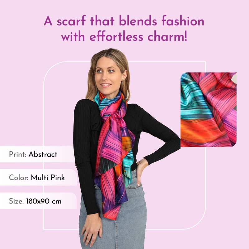 Image of Trillion London Spring Collection | Designer Silk Scarf For Women UK | Lightweight Neck Scarves | Shawl Wraps | Suitable for Daily Life | Smooth & Soft Finish | Gift for Women | Size-180cm x 90cm
