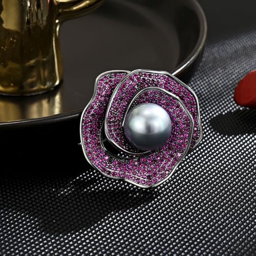 Image of Rhinestone Flower Brooch - Crystal Flower Pin for Women - Valentine's Day & Mother's Day Gift