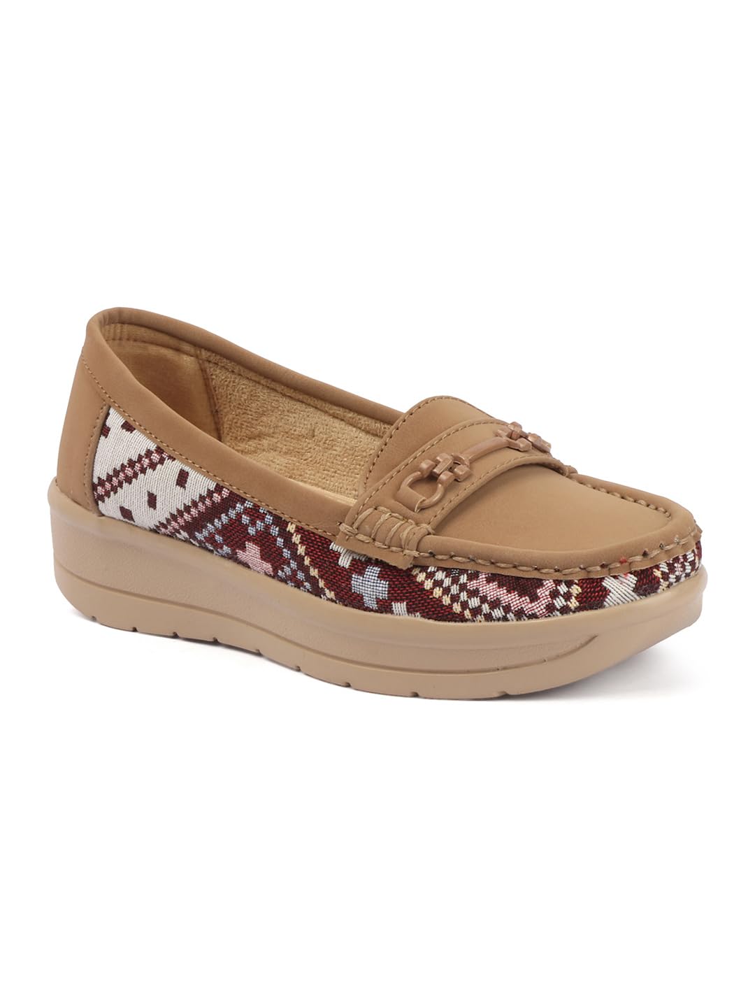 Women’s Printed Wedge Loafers with Cushioned Insole, Slip-On Comfortable Casual and Office Wear Stylish Shoes-image-24