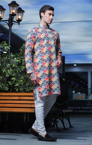Lymio Men Kurta || Kurta For Men || Men Ethnic Kurta (In, Alpha, Xl, Multi) Multicolour