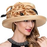 Lady Church Derby Dress Cloche Hat Fascinator Floral Tea Party Wedding Bucket Hat S051 (SD702-Champagne)