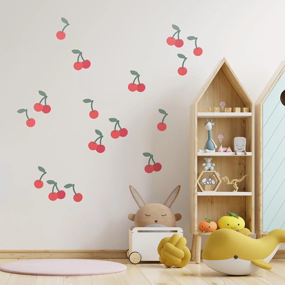 My Nametags Cherry My Nametags® Wall Stickers | Peel-And-Stick, Removable & Repositionable Wall Decals | Room Decor For Kids' Bedroom, Nursery, Playroom