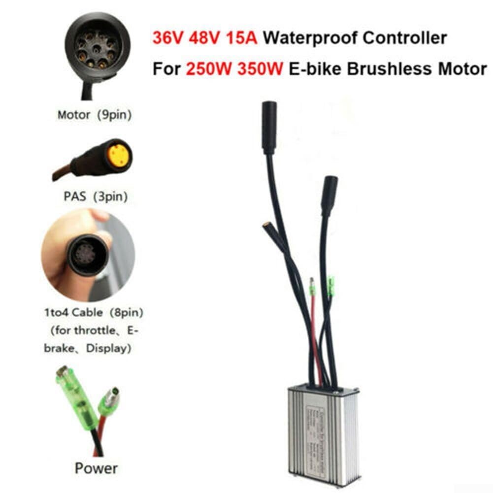 Controlador sin escobillas, 36V/48V 250W Controlador de motor sin escobillas Controlador de onda sinusoidal para bicicleta eléctrica Scooter