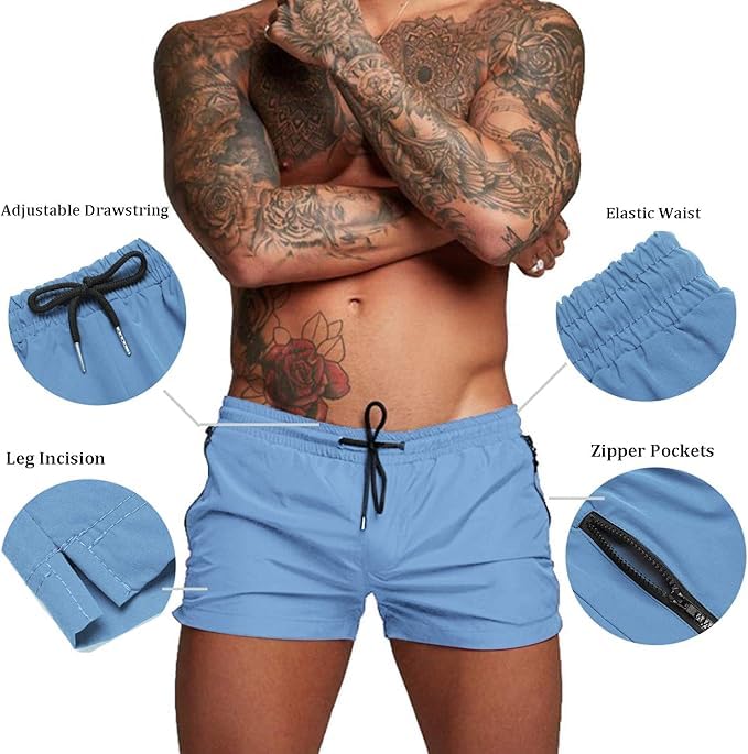 COOFANDY Short de bain pour homme, taille de S à XXL, bleu ciel, Large