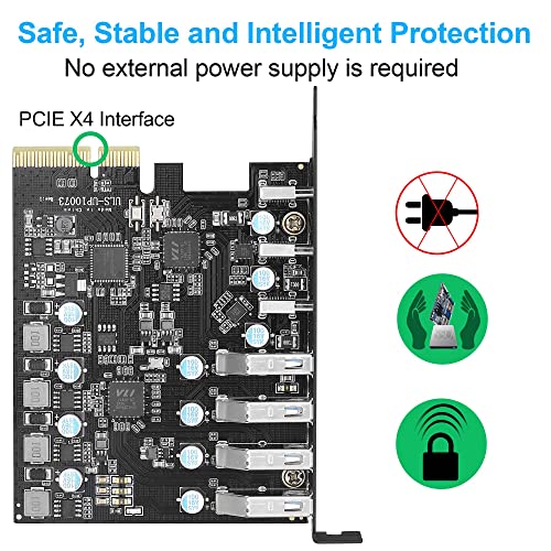 Image of Sinefine 10Gbps PCIe USB 3.2 /3.1 Gen 2 Card 7 Ports (3X Type C - 4 USB A) Expansion Card PCIe Card