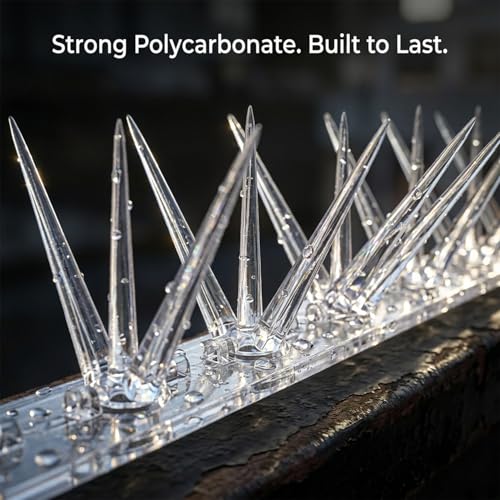 Image of Birrd Spikes for Balcony & AC Outdoor I Transparent Polycarbonate Bird Deterrent Spike | Pigeon Control | Anti Roosting Spikees for Terrace, Window, Solar Panels (Regular Bird Spike Pack of 10)