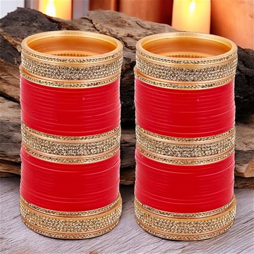 Image of Lucky Jewellery Bridal Bangle Set Dhanteras /Diwali /Bhai Dooj Collection Wedding Chuda Designer Chura Fashion Choora For Women (693-M1C1-741-R)