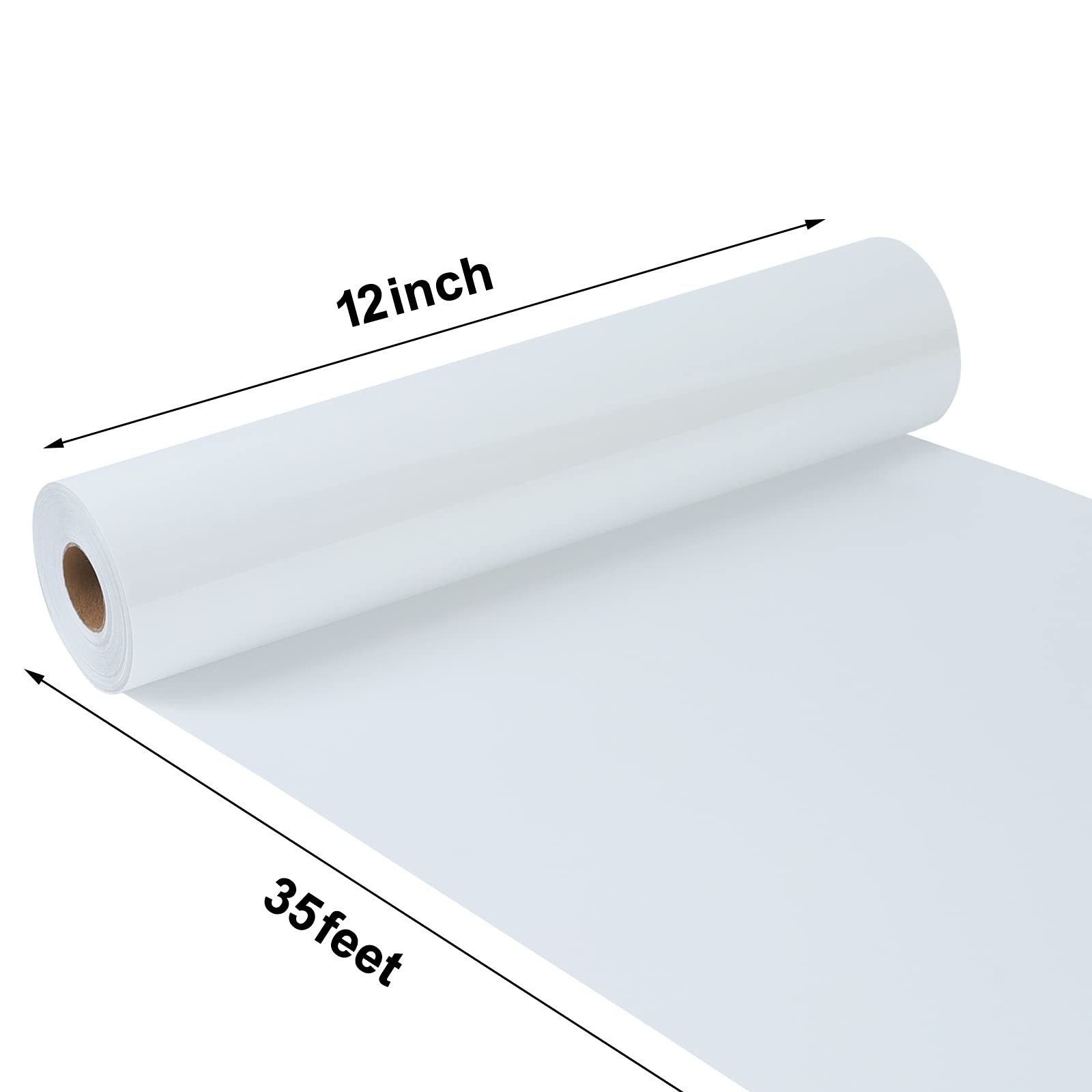 TUMIYA Vinilo HTV – Vinilo de transferencia de calor blanco de 12 pulgadas x 35 pies, vinilo adhesivo brillante para Cricut y Cameo, vinilo térmico fácil de cortar y diseñar (blanco)