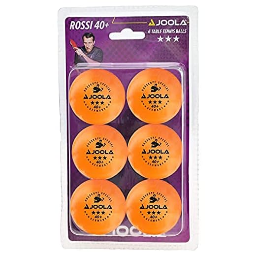 JOOLA Bolas de tênis de mesa 3-Star Rossi – Pacote com 6 – Laranja
