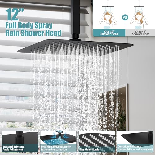 esnbia-Shower-System-Bathroom-12-Inches-Rain-Shower-Head-with-Handheld-Combo-Set-Ceiling-Mounted-High-Pressure-Rainfall-Dual-Shower-Head-System-Shower-Faucet-Set-with-Valve-and-Trim-Matte-Black esnbia Shower System Bathroom 12 Inches Rain Shower Head with Handheld Combo Set Ceiling Mounted High Pressure Rainfall Dual Shower Head System Shower Faucet Set with Valve and Trim Matte Black
