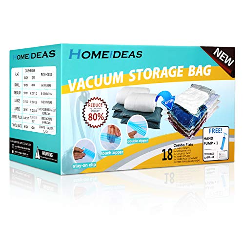 HOMEIDEAS 18 Pack Vacuum Storage Bags Space Saver Vacuum Storage Bags - Compression