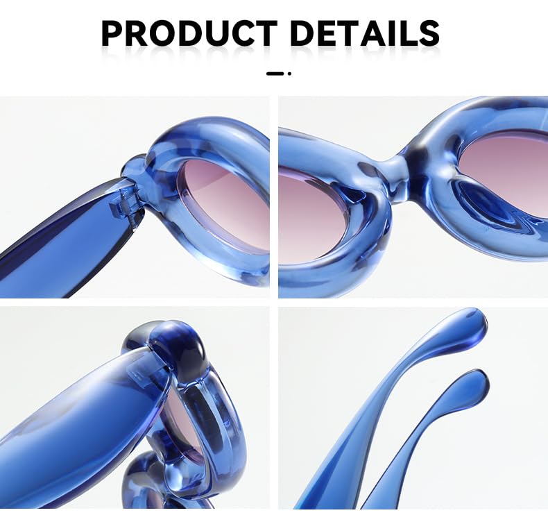 Trendy Thick Oval Sunglasses for Women Fashion Retro Chunky Sun Glasses Female Gradient Shades Eyewear 5