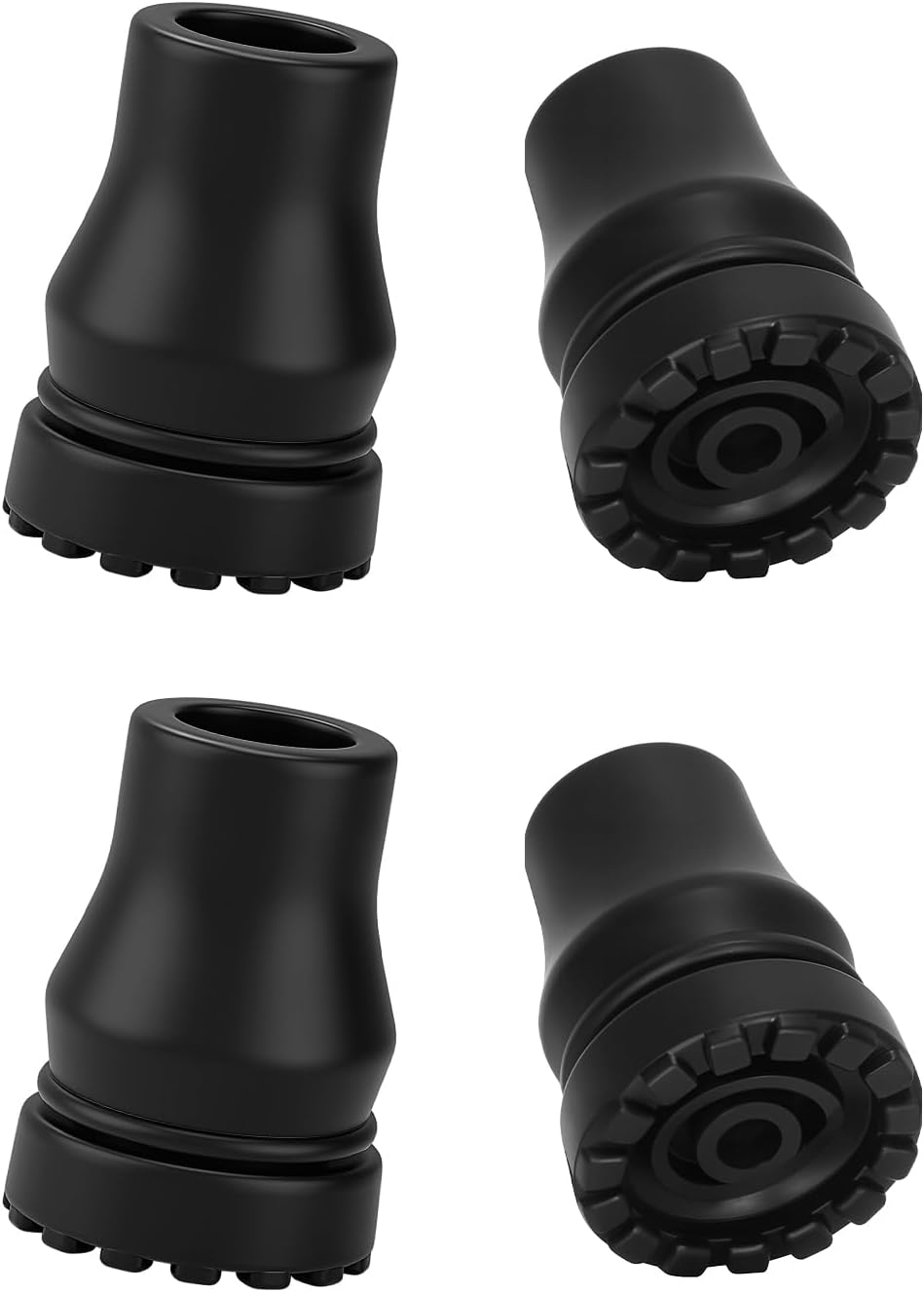supregear Rubber Cane Tips, (3/4", 4-Pack) Heavy Duty Walking Cane Tips, Anti-Slip Replacement for Canes, Walking Sticks, Hiking Sticks, Seniors Crutches, Black