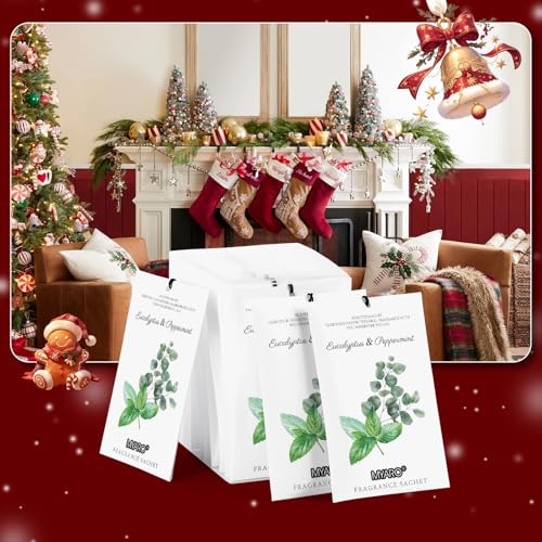 Image of MYARO 12 Packs Eucalyptus Mint Scented Sachets for Drawer and Closet, Long-Lasting Closet Sachet Bags Drawer Deodorizers Fresh Scents, Home Fragrance Air Freshener