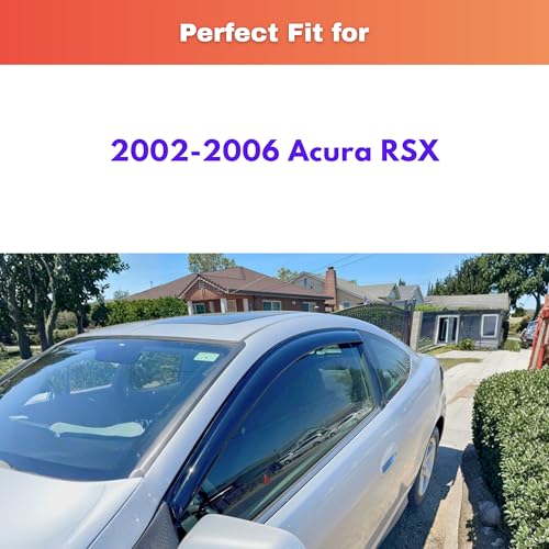 Image of KPY Rain Guards Fit for 2002-2006 Acura RSX, Out-Channel Window Visors Vent Wind Deflectors 2PC, Car Accessories for 02-06 Acura RSX