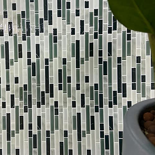 Miscasa 10-Sheet Peel And Stick Backsplash Tiles, Light Green Removable Vinyl Decorative Tiles For Kitchen, Bathroom #TOP3