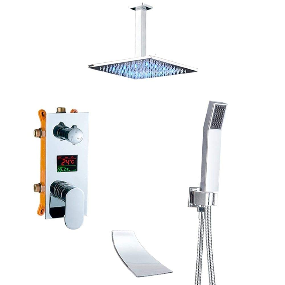 HLTYGWX System deszczowniczy Zestaw baterii prysznicowych do montażu na ścianie Wysokociśnieniowa głowica prysznicowa z baterią wannową Armatura łazienkowa Łatwa instalacja Sterowanie ciepłą i zimną