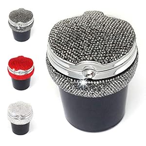 Kitchen-dream Auto Aschenbecher, Tragbarer Auto-Aschenbecher mit Deckel und LED-Licht, Aschenbecher mit glänzenden…