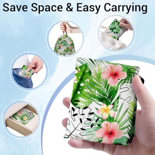 Image of Tropical Green Leaf Drawstring Bag Waterproof Storage Pouch Bags for Hiking