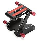 Koolertron Quick Release Plate Aluminum Folding Z Flex Tilt Head Camera Bracket Tripod Ball Head with Spirit Level Compatible Slide Rail Camera Camcorder Tripod Stabilizer (Red)