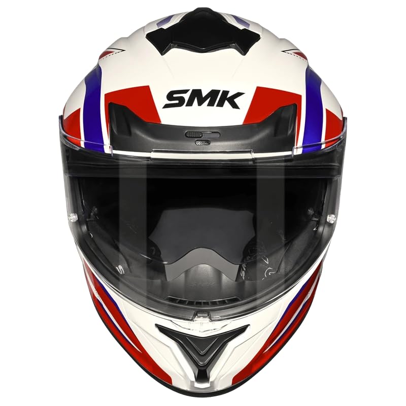 Image of SMK Typhoon AZONIX Full Face Motorcycle Helmet, Dual Visor, Black-White-Red