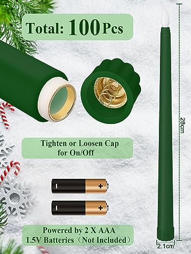 Image of Funtery 48 Pcs Flameless LED Taper Candles Battery Operated Candles Bulk Realistic LED Candlesticks Flickering for Wedding Church Party Home Decor(Red, Green,11 Inch,Classic Style)
