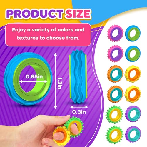 Fidget Toys Sensory Rings for Kids: 12 Pack Finger Spinner Rings - Texture Stress Toys for Kids Autism Calming - Fun Fidgets for Student Classroom Prize Stocking Stuffers - Image 3