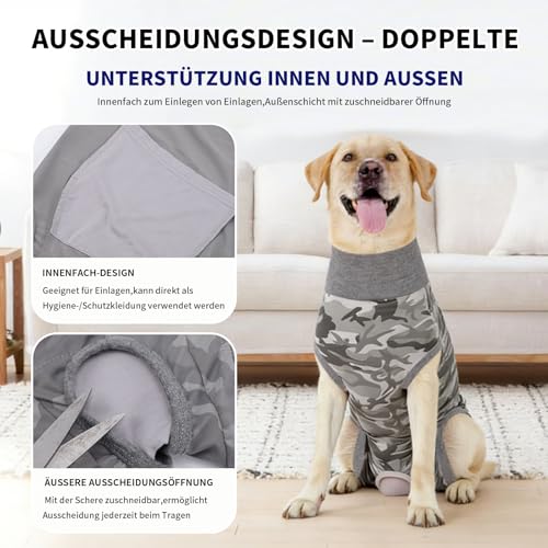 InfiniZer Hundebody Nach Op Medizinischer Body für Hunde Kastration Hündin Rüde Operationsbody Hund Body Nach Op Body Hund Shirt Leckschutz Wundschutzanzug für Hunde Einteiler Schlafanzug (Grau, XS)