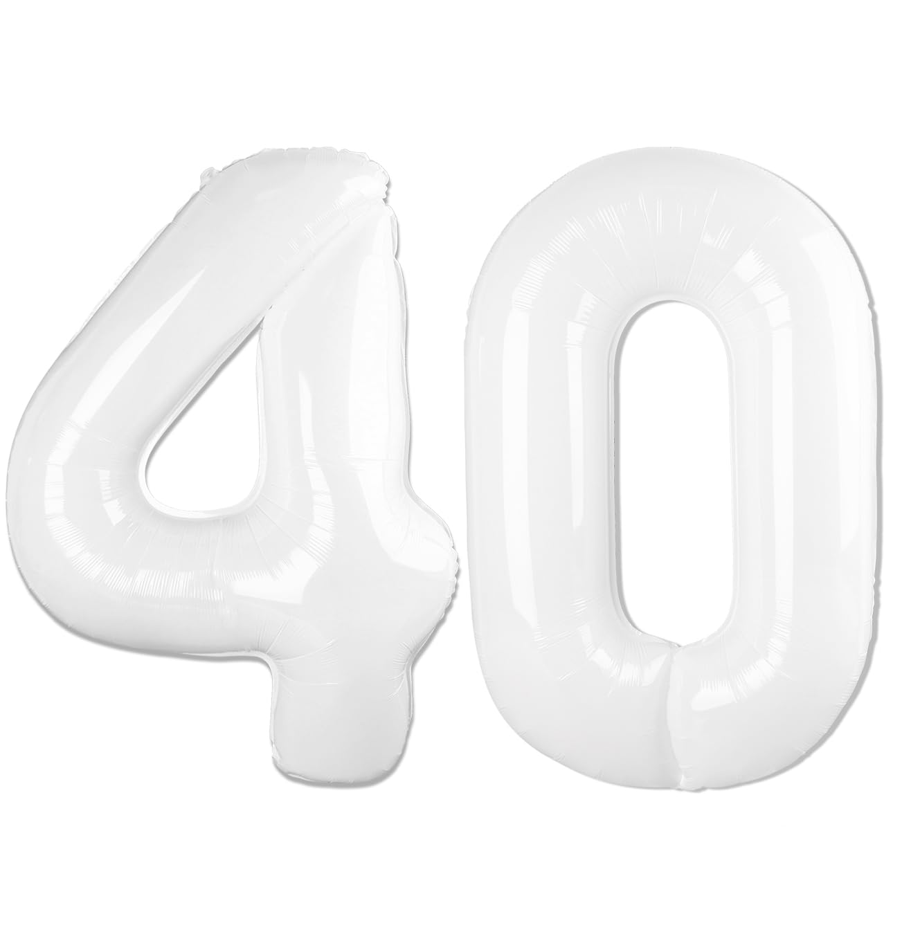 White 40 Balloon - Number Balloon 40 Inch, 40th White Birthday Decorations