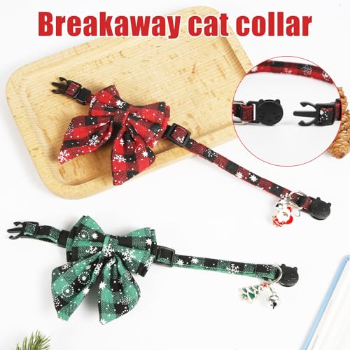 2 coleiras de Natal para gatos, coleira de Natal para gatos com gravata borboleta e sinos removíveis