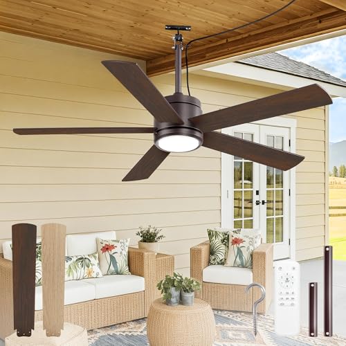 Fanbulous 52" Outdoor Ceiling Fan with Light and Remote, IP65