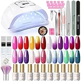 COSCELIA Kit Uñas Semipermanentes Profesional Con 110W Lampara Led Uñas Kit Completo, 8 Colores Esmalte Semipermanente para Uñas Temperatura Cambio de Color Kit, Kit Manicura Permanente
