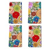Verdiqor Boho Kitchen Towels Decorative Set of 4, Colorful Floral Hand & Tea Towel, Absorbent Soft Decor Dish Towels Dishcloths for Kitchen Drying,Cooking Housewarming Gifts for Women