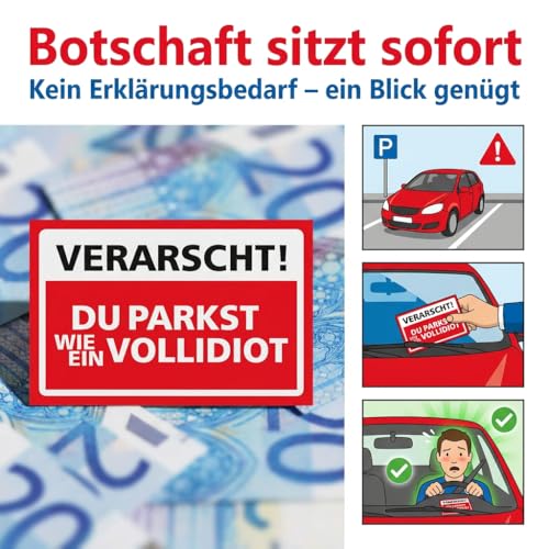 Falschparker karten, Fake Euro Parkstrafe - Witzige Knöllchen Karten für Vollidiot-Parker, 20€ Edition - Lustige Strafzettel Geld,Geldschein Parkticket, Auto gadget, lustige gadgets