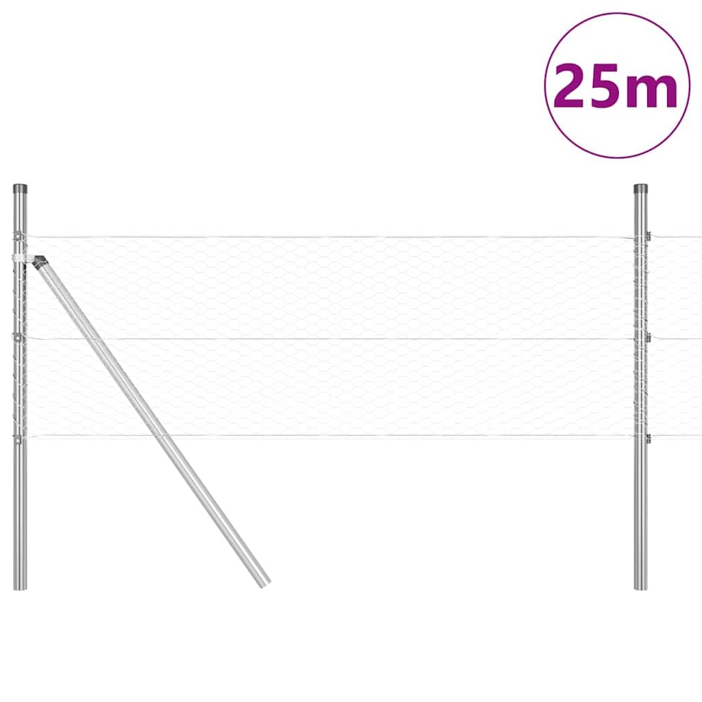 Postes de valla de 2,5 m, de acero plateado, rectangular, diseño moderno, robusto y resistente a la intemperie, para jardín, terraza y valla para perros