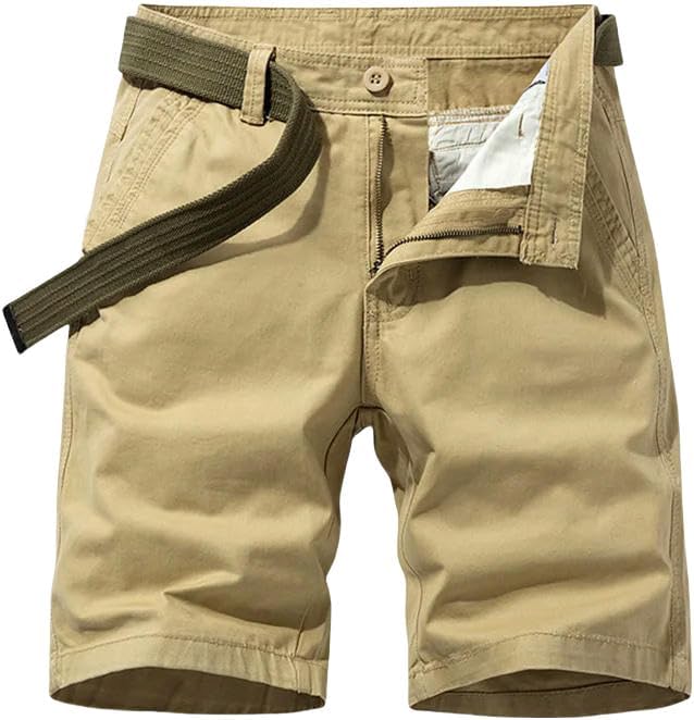 Men's Summer Casual Solid Cargo Shorts Cotton Tactical-Style Outdoor Breathable