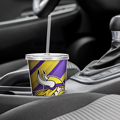 Image of Rico Industries NFL Football 16oz Clear Tumbler W /Straw for NFL Fans