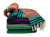 Spirit Quest Supplies Bodhi Blanket Mexican Style Throw Blanket - Falsa Blanket for Yoga, Picnics, Beach, Tapestry, Camping, & More (Kokopelli: Rust Red, Teal, Salmon Pink, Black, Grey)
