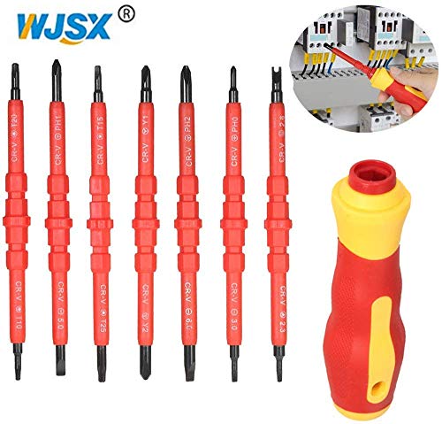 WJSX Schraubendreher-Sets,Magnetischer Schraubendreher-Satz, Isoliertes Austauschbares Crewdriver-Kit-Set zur Reparatur von Eimwerkerfahrzeugen