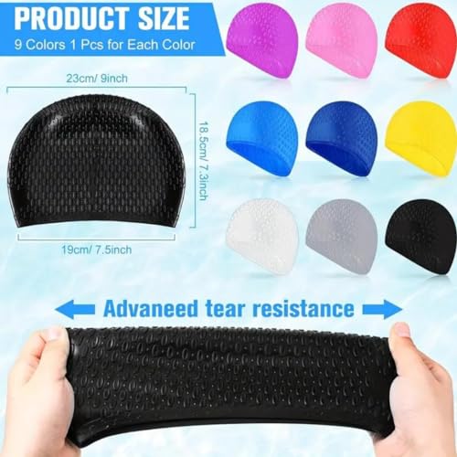 Image of First Lens Silicon Bubble Dot Swim Cap, Swimming Cap for Long & Short Hair, Cover Ears to Keep Hair Dry, Waterproof Swim Caps, Anti-Slip Comfortable -Adults Men & Women (Blue)